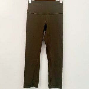 Lululemon Wunder Under Crop High Rise 21” Full On Luxtreme Dark Olive Size 4